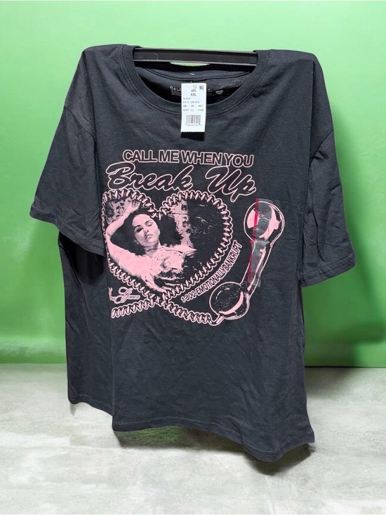 Selena Gomez Tops - Selena Gomez Black Tee with Pink Graphic "Call Me When You Break Up"